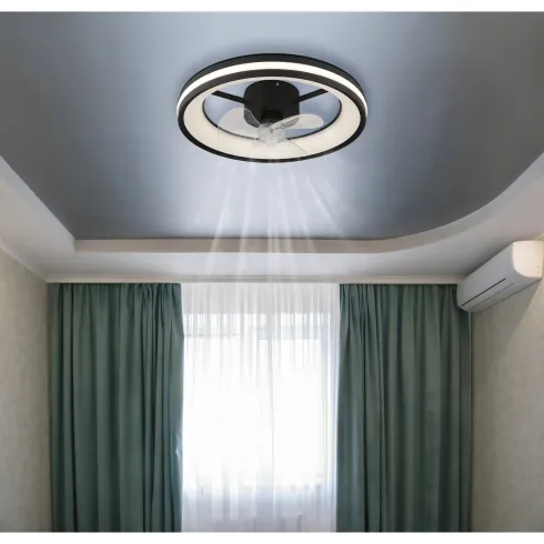 Ventilatore Soffitto con Luce LED Dimmerabile Nero 3 Pale Trasparenti
