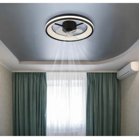 Ventilatore Soffitto con Luce LED Dimmerabile Nero 3 Pale Trasparenti
