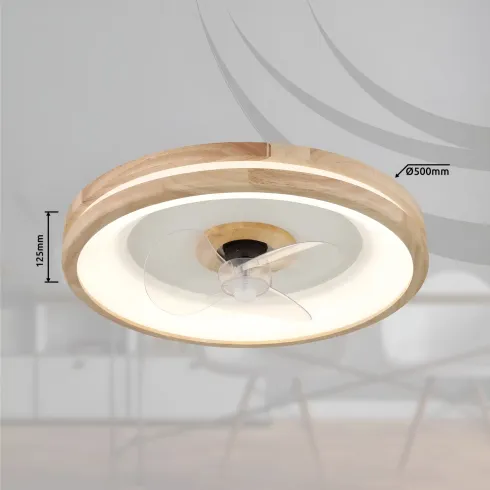 Ventilatore da Soffitto con Luce LED Dimmerabile Bianco Legno 3 Pale