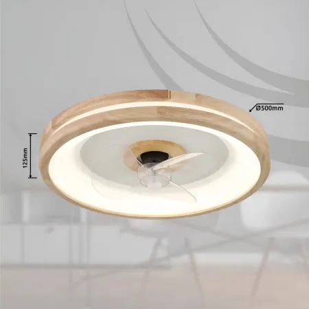 Ventilatore da Soffitto con Luce LED Dimmerabile Bianco Legno 3 Pale