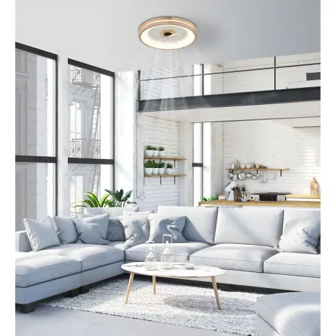 Ventilatore da Soffitto con Luce LED Dimmerabile Bianco Legno 3 Pale
