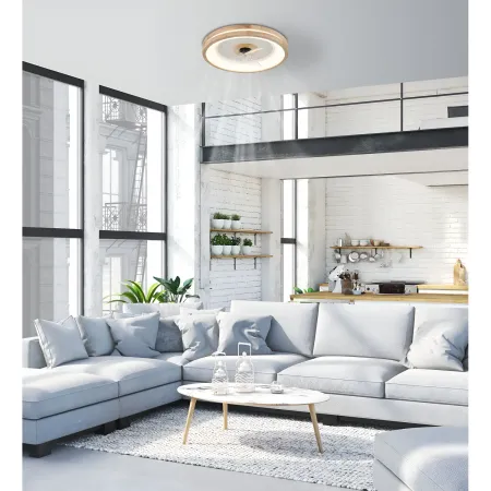 Ventilatore da Soffitto con Luce LED Dimmerabile Bianco Legno 3 Pale
