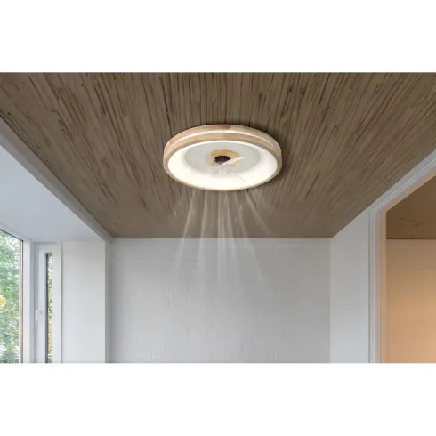 Ventilatore da Soffitto con Luce LED Dimmerabile Bianco Legno 3 Pale