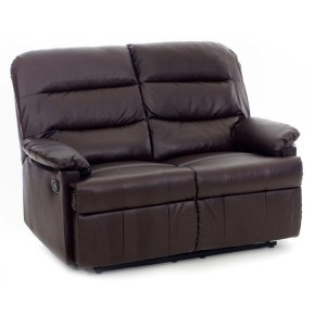Divano a due 2 Posti Reclinabile Relax Marrone Ecopelle Poggiapiedi Poggiatesta 2