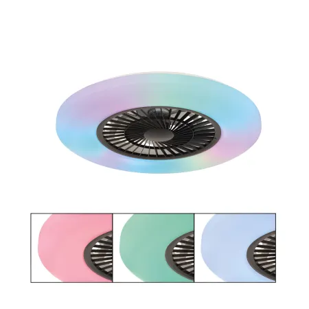 Ventilatore da Soffitto con Nero Bianco 60 cm LED RGB Telecomando