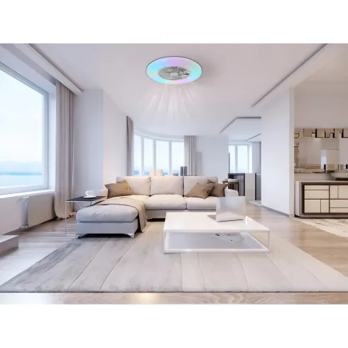 Ventilatore da Soffitto con Argento Bianco 60 cm LED RGB Telecomando