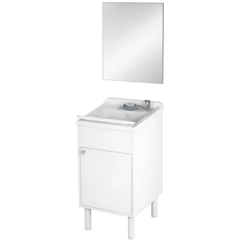 Mobile Lavatoio 45x50x85 cm con Specchio 45x60x5 cm Bianco