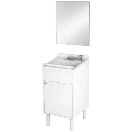 Mobile Lavatoio 45x50x85 cm con Specchio 45x60x5 cm Bianco