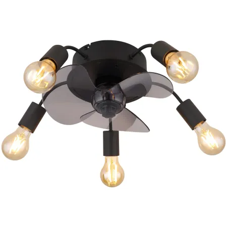 Ventilatore da Soffitto con Luce 5 Bracci E27 3 Pale Nero Fumè
