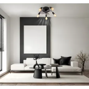 Ventilatore da Soffitto con Luce 5 Bracci E27 3 Pale Nero Fumè 2