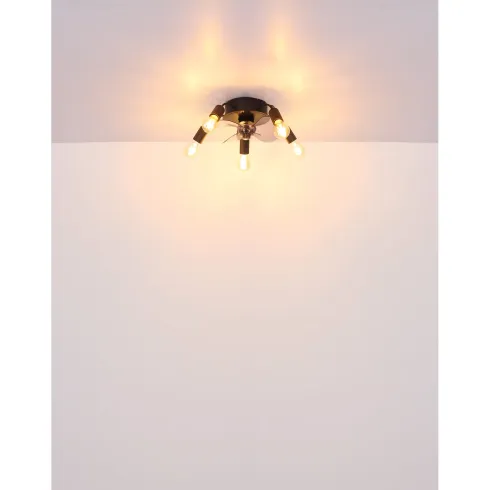 Ventilatore da Soffitto con Luce 5 Bracci E27 3 Pale Nero Fumè
