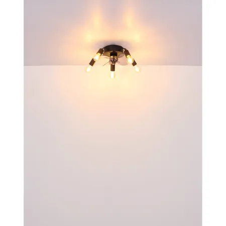 Ventilatore da Soffitto con Luce 5 Bracci E27 3 Pale Nero Fumè