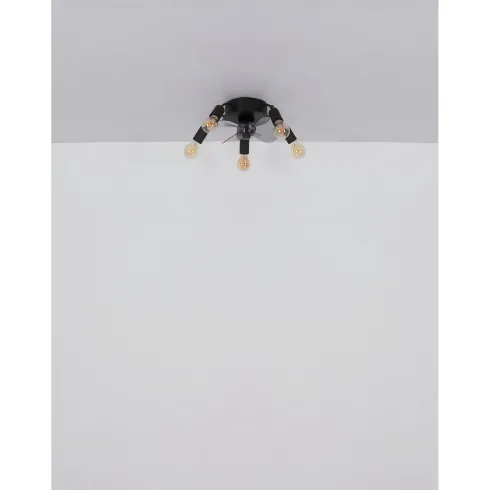 Ventilatore da Soffitto con Luce 5 Bracci E27 3 Pale Nero Fumè