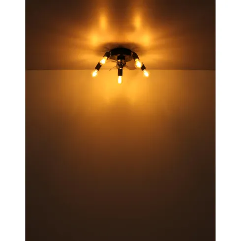 Ventilatore da Soffitto con Luce 5 Bracci E27 3 Pale Nero Fumè