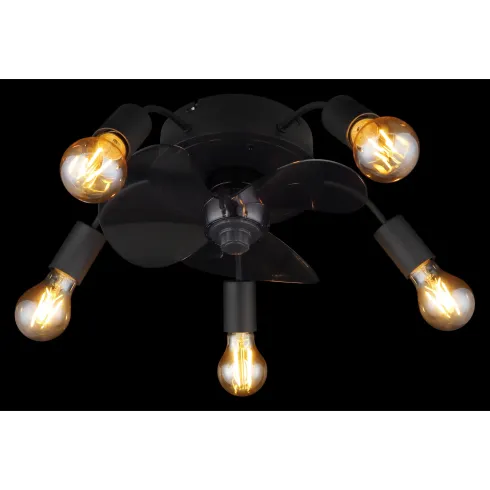 Ventilatore da Soffitto con Luce 5 Bracci E27 3 Pale Nero Fumè
