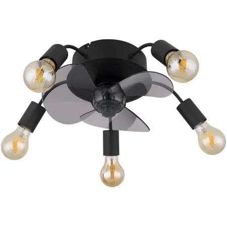 Ventilatore da Soffitto con Luce 5 Bracci E27 3 Pale Nero Fumè