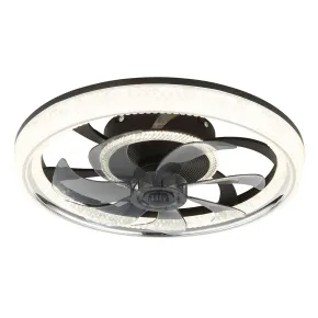 Ventilatore da Soffitto con Luce Nero Cristalli LED Dimmer Telecomando