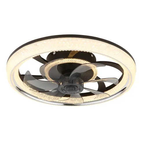 Ventilatore da Soffitto con Luce Nero Cristalli LED Dimmer Telecomando