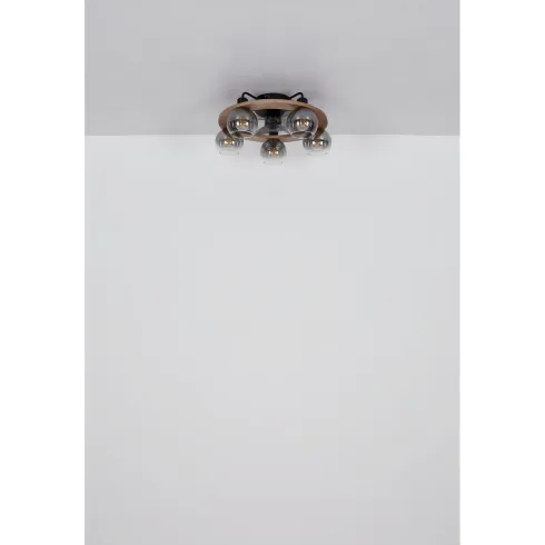 Ventilatore Soffitto con Luce 5 Bracci E27 3 Pale Nero Effetto Legno