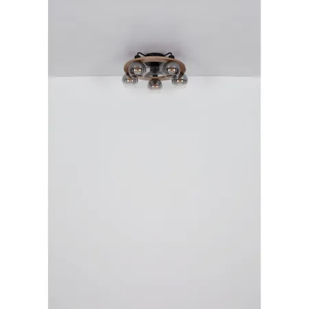 Ventilatore Soffitto con Luce 5 Bracci E27 3 Pale Nero Effetto Legno