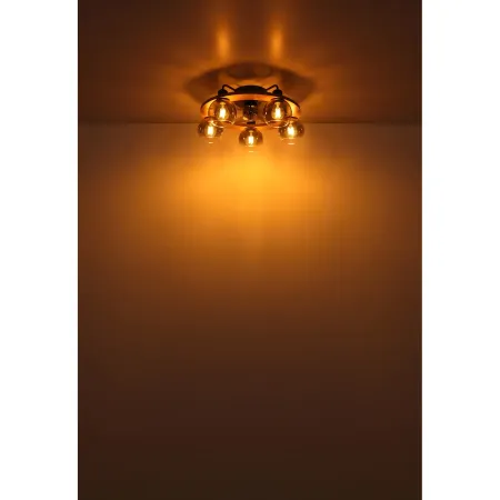 Ventilatore Soffitto con Luce 5 Bracci E27 3 Pale Nero Effetto Legno