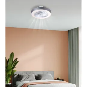 Ventilatore Soffitto con Luce LED Dimmerabile Bianco Grigio Telecomando 2