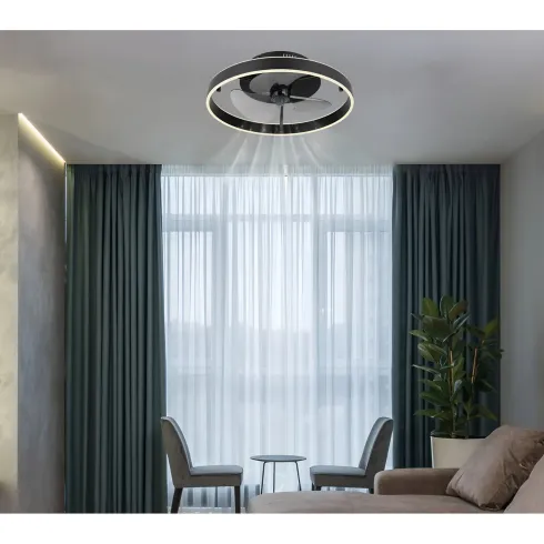 Ventilatore da Soffitto con Luce LED Dimmerabile Nero Opale Telecomando