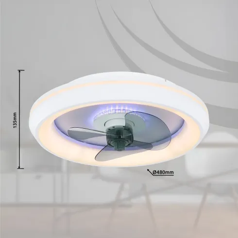 Ventilatore Soffitto con Luce Notturna CCT Telecomando Dimmer Bianco