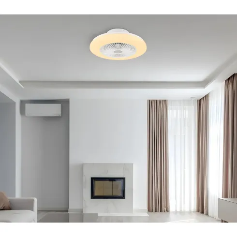 Ventilatore da Soffitto con Luce in Metallo Bianco 50 cm Telecomando