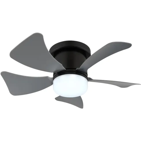 Ventilatore da Soffitto con Luce LED CCT Regolabile Nero 5 Pale Grigio