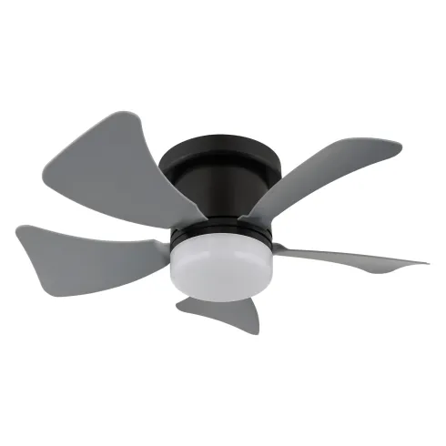 Ventilatore da Soffitto con Luce LED CCT Regolabile Nero 5 Pale Grigio