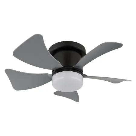 Ventilatore da Soffitto con Luce LED CCT Regolabile Nero 5 Pale Grigio