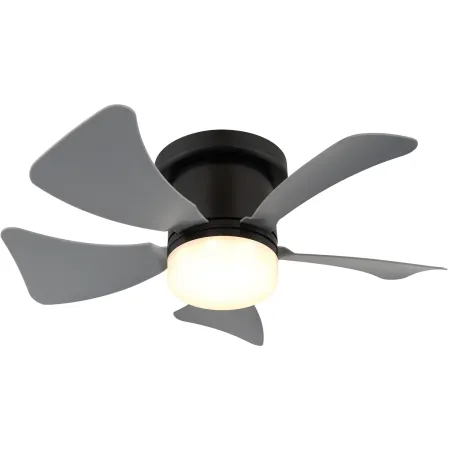 Ventilatore da Soffitto con Luce LED CCT Regolabile Nero 5 Pale Grigio