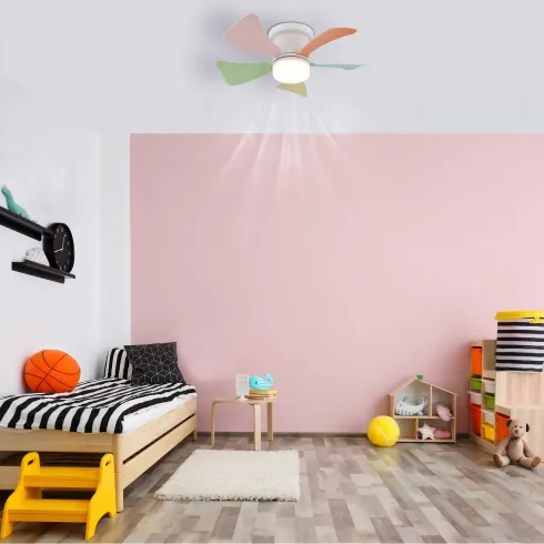Ventilatore da Soffitto con Luce CCT Regolabile Bianco 5 Pale Colorate