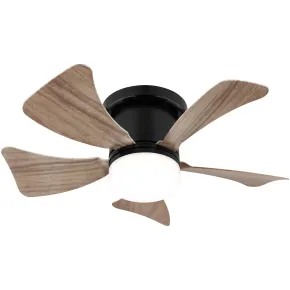 Ventilatore Soffitto con Luce CCT Regolabile Nero 5 Pale Effetto Legno