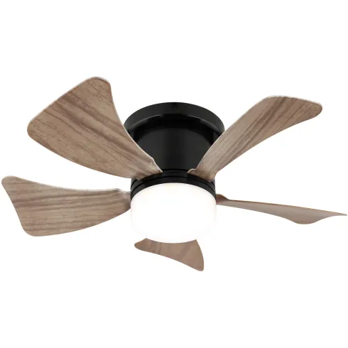 Ventilatore Soffitto con Luce CCT Regolabile Nero 5 Pale Effetto Legno
