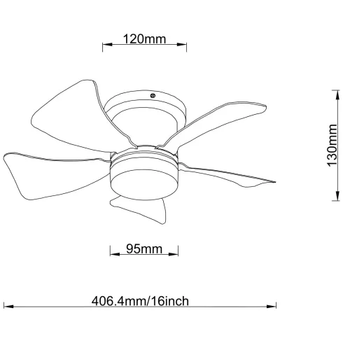 Ventilatore Soffitto con Luce CCT Regolabile Nero 5 Pale Effetto Legno