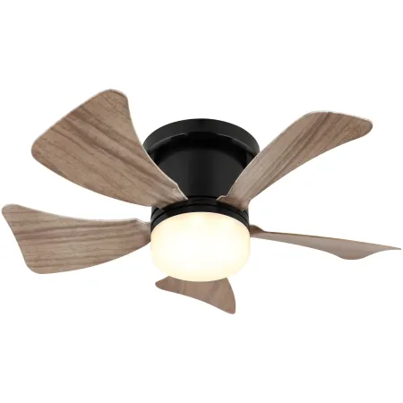 Ventilatore Soffitto con Luce CCT Regolabile Nero 5 Pale Effetto Legno