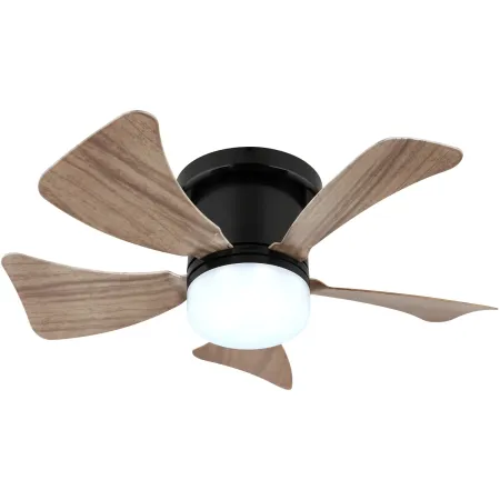 Ventilatore Soffitto con Luce CCT Regolabile Nero 5 Pale Effetto Legno