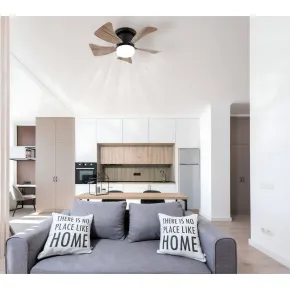 Ventilatore Soffitto con Luce CCT Regolabile Nero 5 Pale Effetto Legno 2