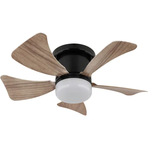 Ventilatore Soffitto con Luce CCT Regolabile Nero 5 Pale Effetto Legno