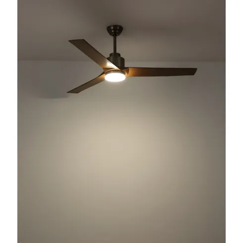 Ventilatore Soffitto con Luce Dimmerabile Grigio 3 Pale Effetto Legno