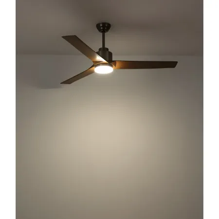 Ventilatore Soffitto con Luce Dimmerabile Grigio 3 Pale Effetto Legno