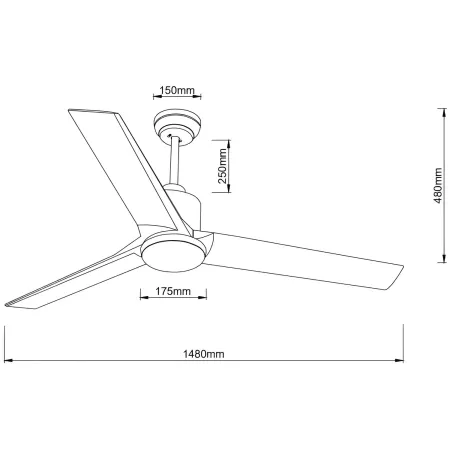 Ventilatore Soffitto con Luce Dimmerabile Grigio 3 Pale Effetto Legno