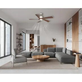 Ventilatore Soffitto con Luce Dimmerabile Grigio 5 Pale Effetto Legno 2