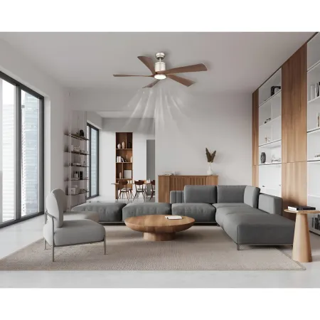 Ventilatore Soffitto con Luce Dimmerabile Grigio 5 Pale Effetto Legno