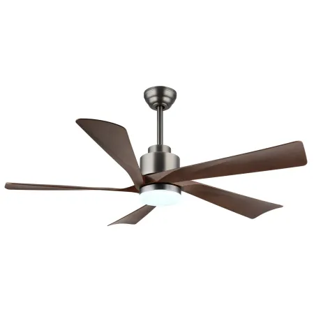Ventilatore Soffitto con Luce Dimmerabile Grigio 5 Pale Effetto Legno