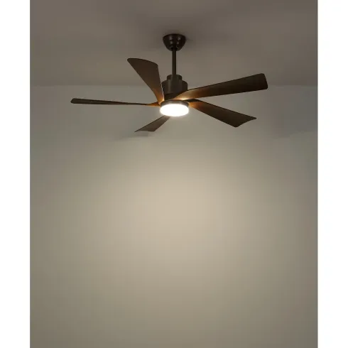 Ventilatore Soffitto con Luce Dimmerabile Grigio 5 Pale Effetto Legno