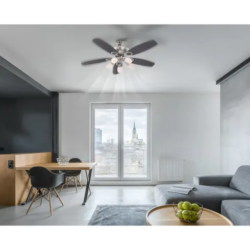 Ventilatore da Soffitto con 5 Luci 5 Pale Reversibili Faggio Grafite