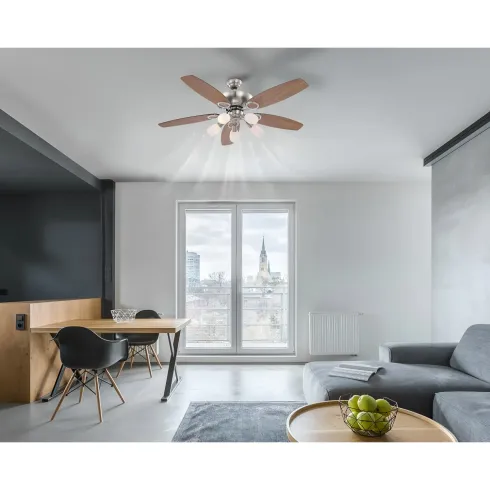 Ventilatore da Soffitto con 5 Luci 5 Pale Reversibili Faggio Grafite